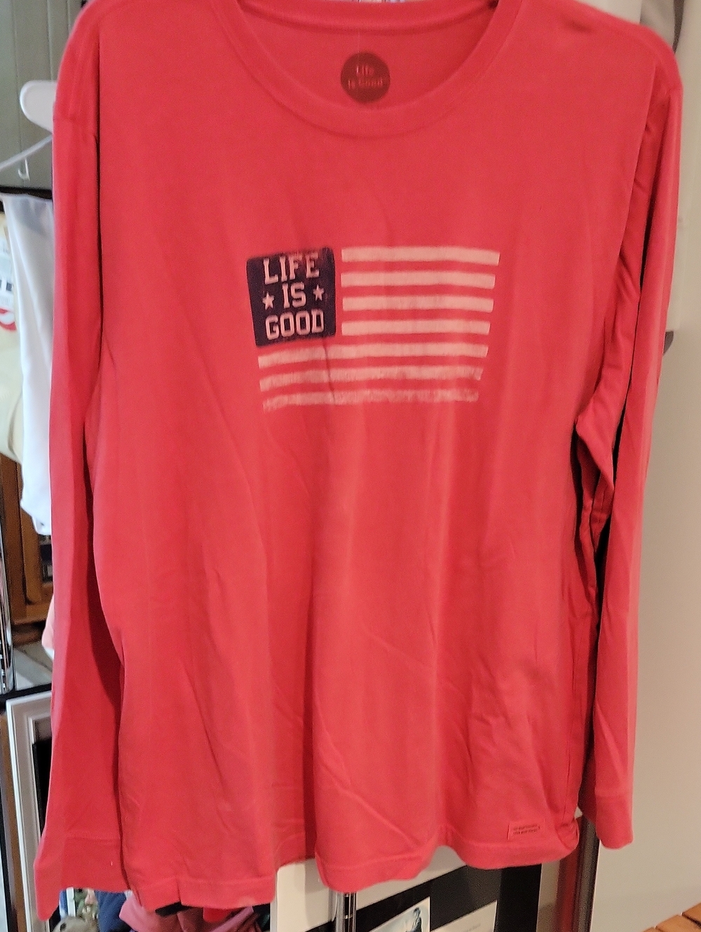 Life Is Good Long-Sleeve Graphic Tee - Coral Adult size XL Crusher Tee